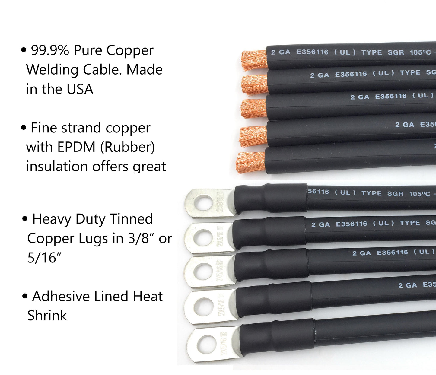 2 AWG Gauge Premium Battery Cables