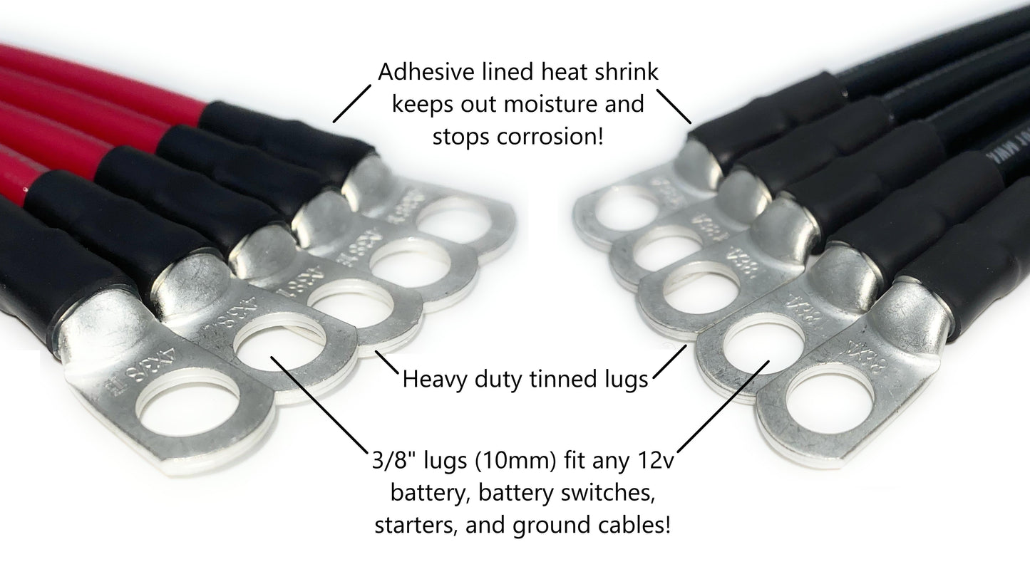 2 AWG Gauge Marine Grade Battery Cables Made in USA, Meets/Exceeds USCG and ABYC specs